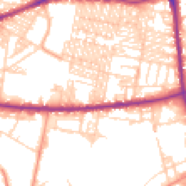 Daytime road noise heatmap for BD3 9PQ