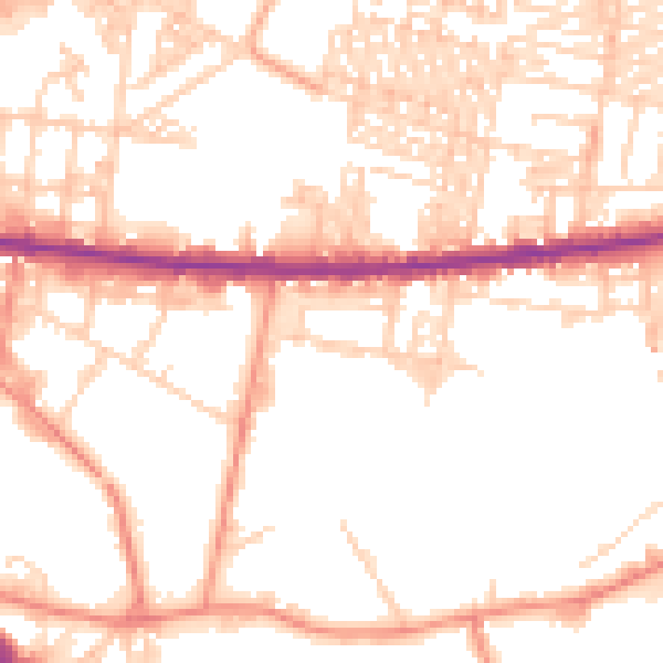 Daytime road noise heatmap for BD3 9TB