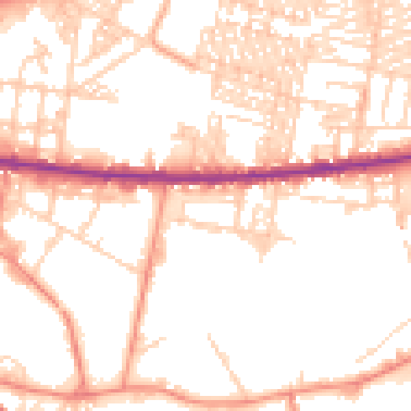 Daytime road noise heatmap for BD3 9TD