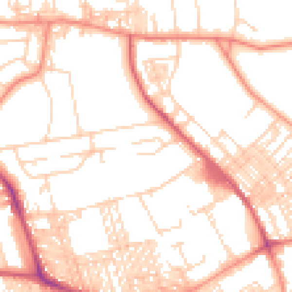 Daytime road noise heatmap for BD9 5LL