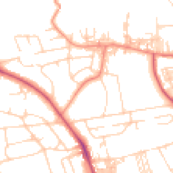 Daytime road noise heatmap for BD9 5QT