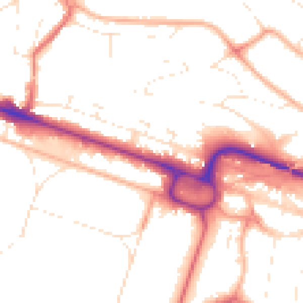 Daytime road noise heatmap for BH12 1AN