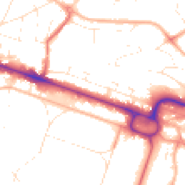 Daytime road noise heatmap for BH12 1AS