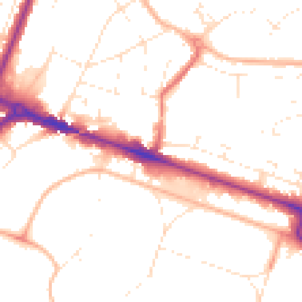 Daytime road noise heatmap for BH12 1DB
