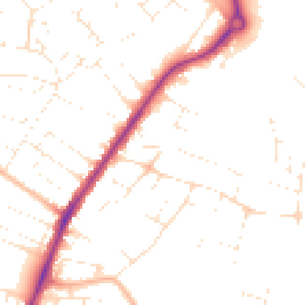 Daytime road noise heatmap for BH12 1QX