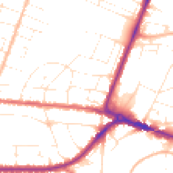 Daytime road noise heatmap for BH12 2AU