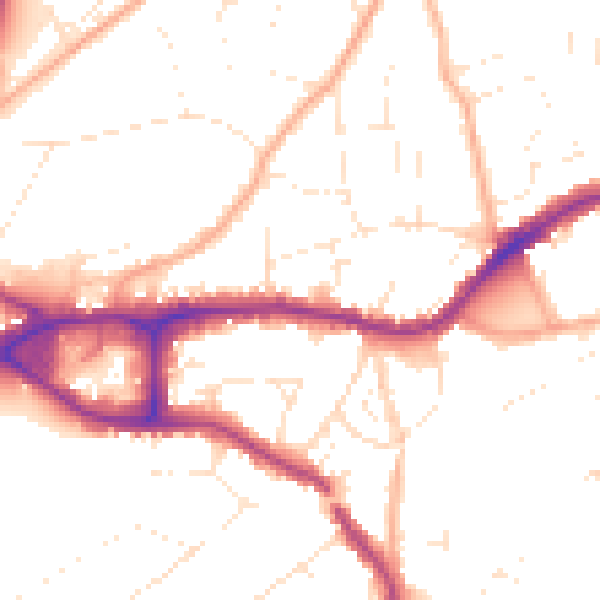 Daytime road noise heatmap for BH14 0AF