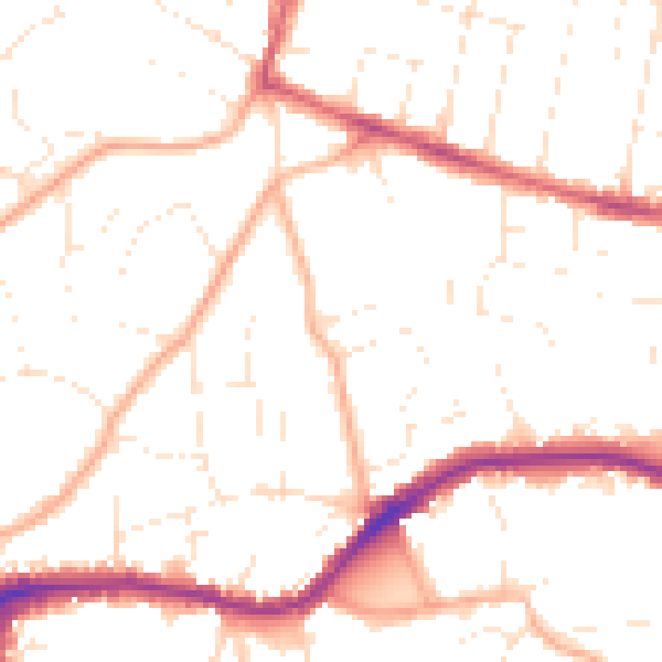 Daytime road noise heatmap for BH14 0AZ