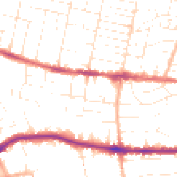 Daytime road noise heatmap for BH14 0DD