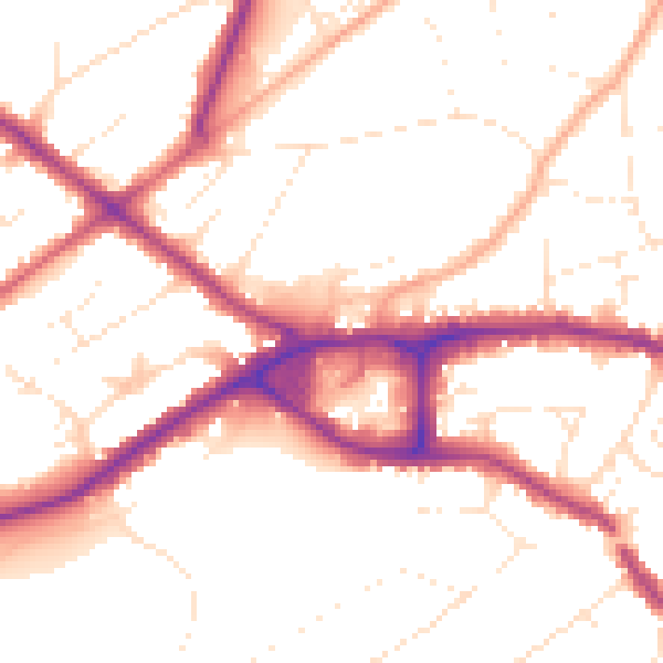 Daytime road noise heatmap for BH14 0FD