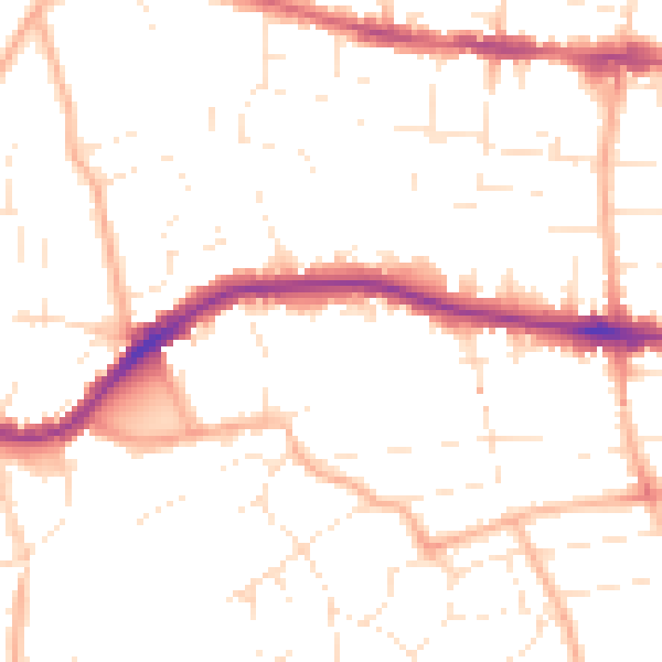 Daytime road noise heatmap for BH14 0HG