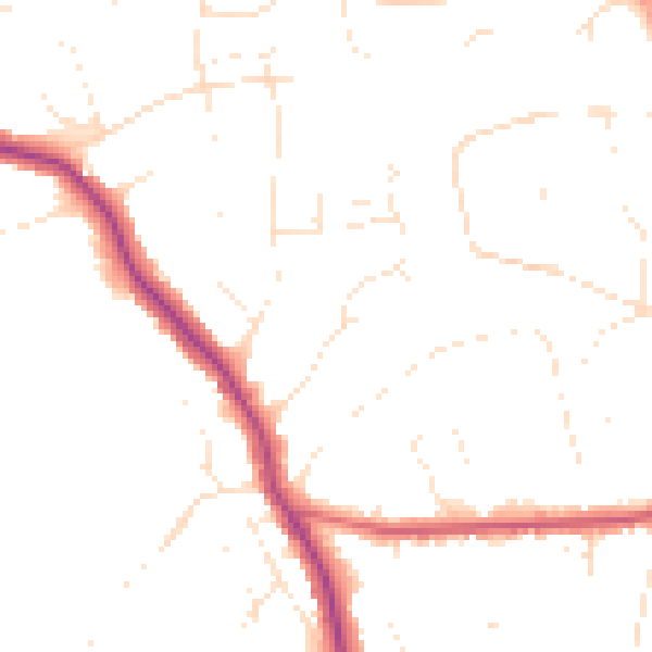 Daytime road noise heatmap for BH14 8LG