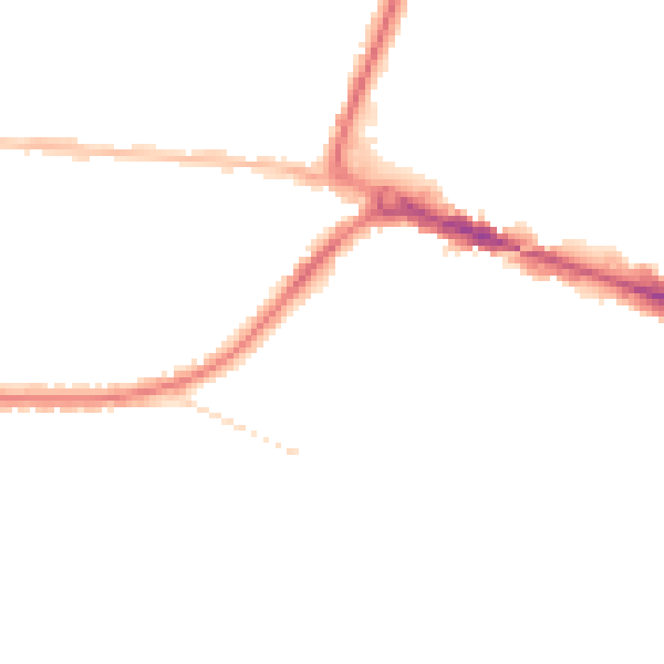 Night-time road noise heatmap for BH14 9AY