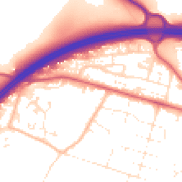 Daytime road noise heatmap for BH16 5NW