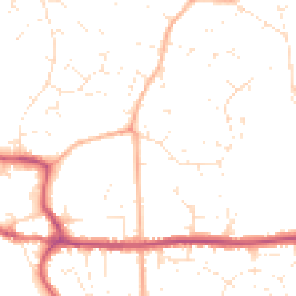 Daytime road noise heatmap for BH21 1BZ