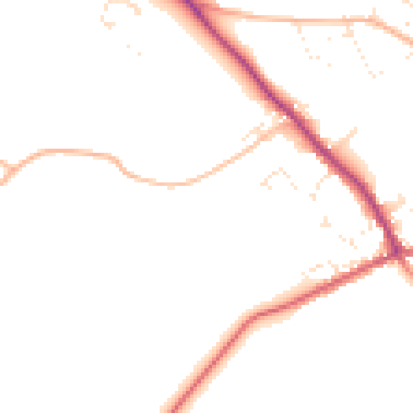 Daytime road noise heatmap for BH21 1WR