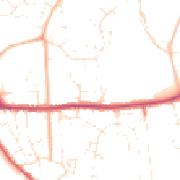 Daytime road noise heatmap for BH21 2AH