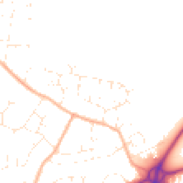 Daytime road noise heatmap for BH21 2TY