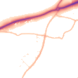 Daytime road noise heatmap for BH21 3EL