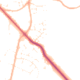 Daytime road noise heatmap for BH21 3XJ