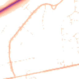 Daytime road noise heatmap for BH21 7PY