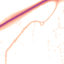 Daytime road noise heatmap for BH21 7SP