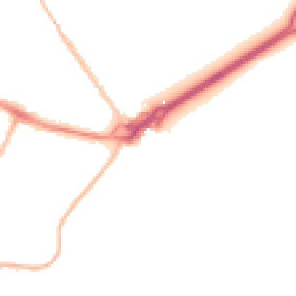 Night-time road noise heatmap for BH23 1AY
