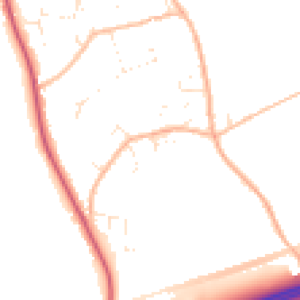 Daytime road noise heatmap for BH23 7PF