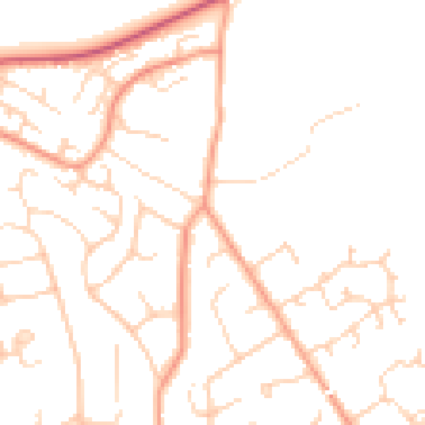 Daytime road noise heatmap for BH25 5AS