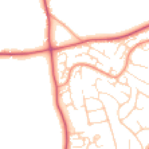 Daytime road noise heatmap for BH25 5DJ