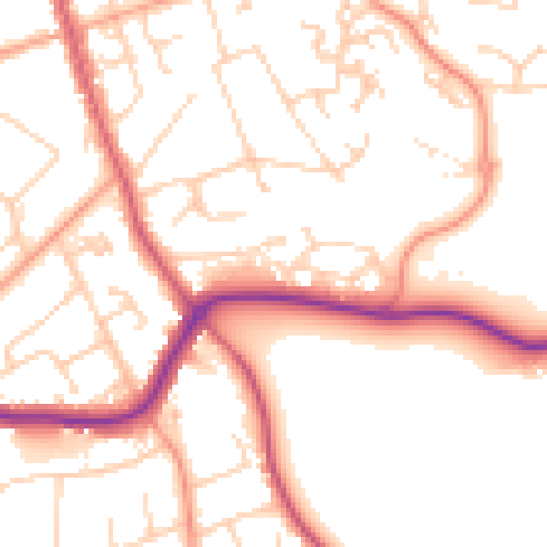 Daytime road noise heatmap for BH25 5PQ