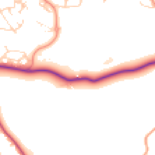 Daytime road noise heatmap for BH25 5PY
