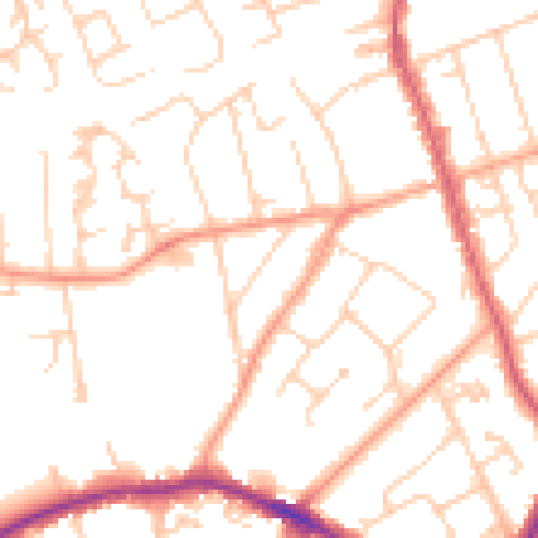Daytime road noise heatmap for BH25 6EQ
