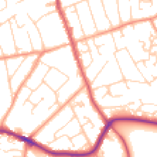 Daytime road noise heatmap for BH25 6LS