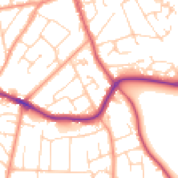 Daytime road noise heatmap for BH25 6NX