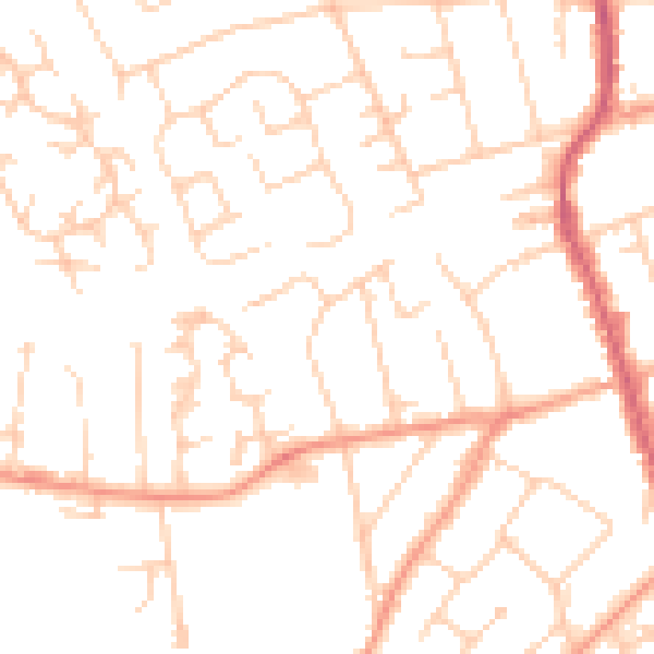 Daytime road noise heatmap for BH25 6SP