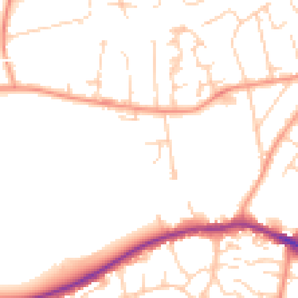 Daytime road noise heatmap for BH25 6SY