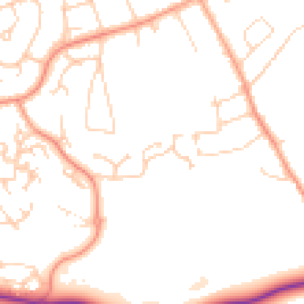 Daytime road noise heatmap for BH25 6UE