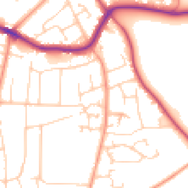 Daytime road noise heatmap for BH25 7AX