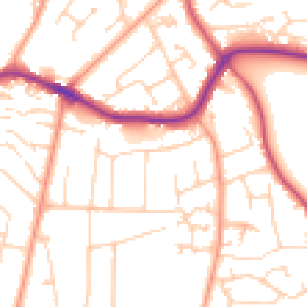 Daytime road noise heatmap for BH25 7BQ