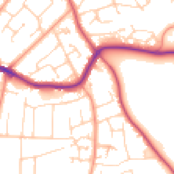 Daytime road noise heatmap for BH25 7DL