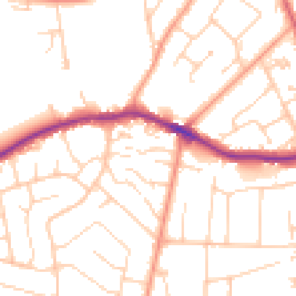 Daytime road noise heatmap for BH25 7HB
