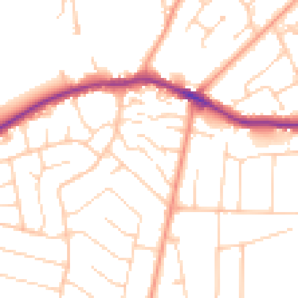 Daytime road noise heatmap for BH25 7HE
