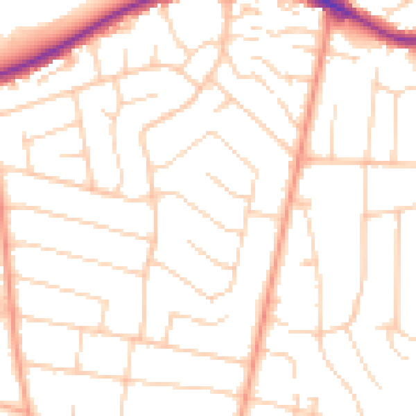 Daytime road noise heatmap for BH25 7JN