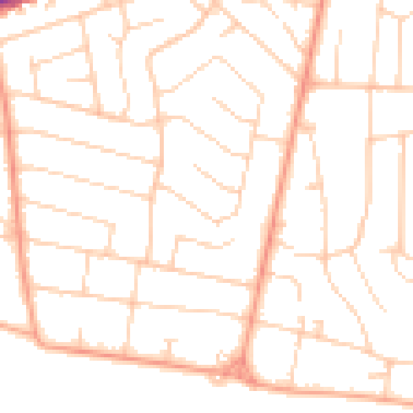 Daytime road noise heatmap for BH25 7JQ