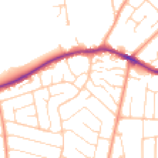 Daytime road noise heatmap for BH25 7JX