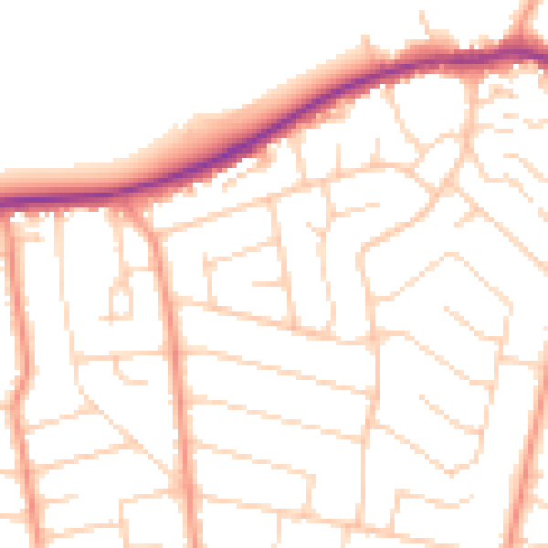 Daytime road noise heatmap for BH25 7LJ