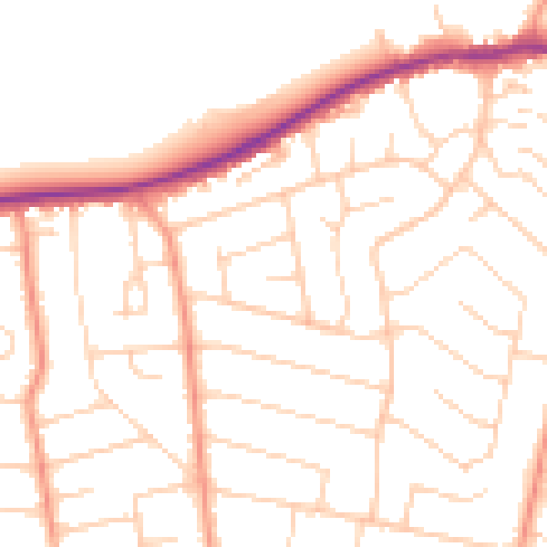 Daytime road noise heatmap for BH25 7LN