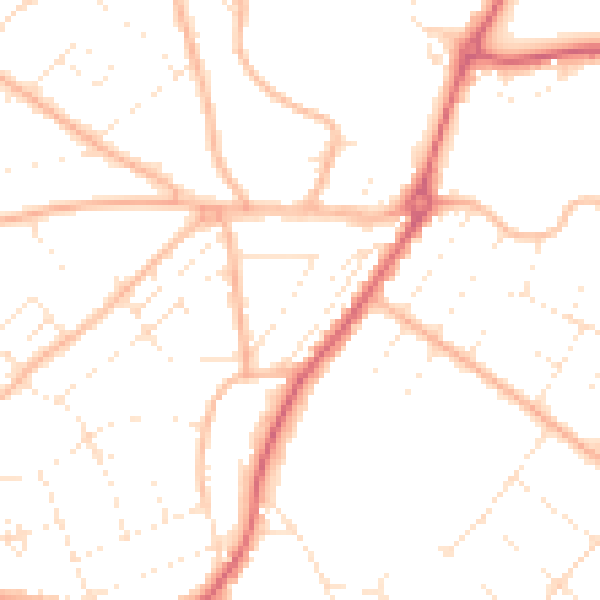 Daytime road noise heatmap for BH6 3AF
