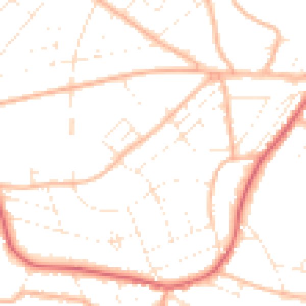 Daytime road noise heatmap for BH6 3AL